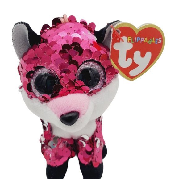 TY Beanie Boos Flippables 4" JEWEL‎ Changing Sequins Fox Plush Animal Fob 2019 - Picture 2 of 5